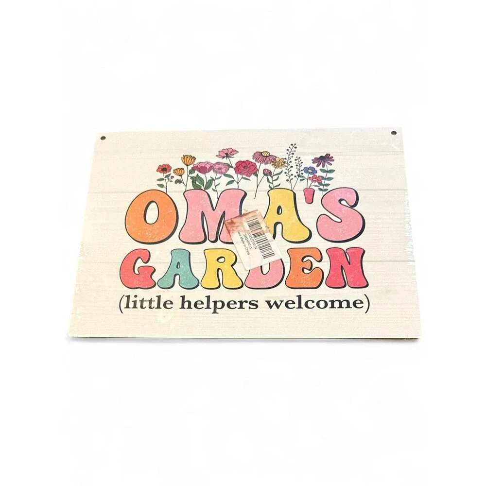 NEW Oma’s Hanging Garden Sign Little Helpers Welcome White Wood